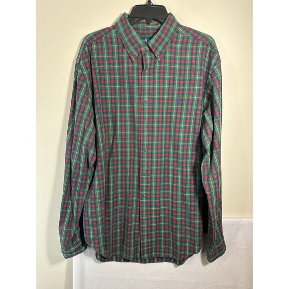 Ralph Lauren Classic Fit Green Red Plaid, Size XL - Picture 1 of 5